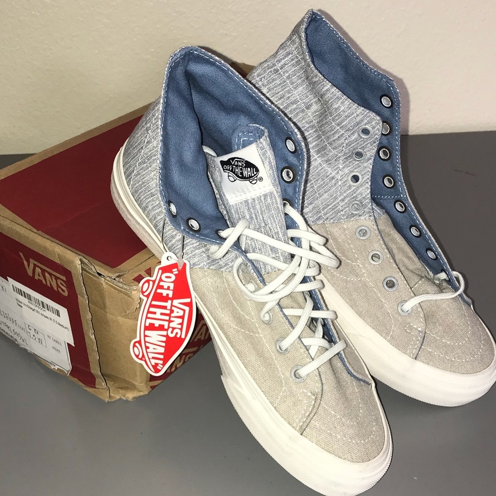 Vans hi tops denim striped shoes